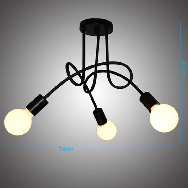 Retro Loftslampe Semi-Flush Mount Pendel Sputnik Krone 3 Lys