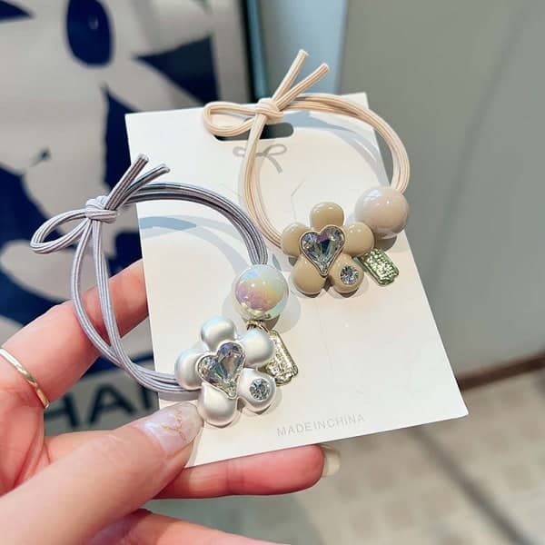IC Trendy Hjerte Blomst Rhinestone Elastiske Hårbånd for jenter e F Rose rød
