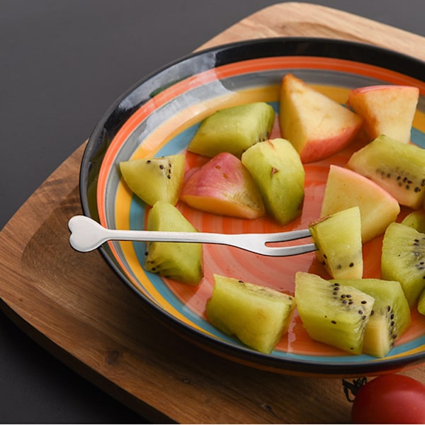 Hjärtformade Fruktgafflar i Rostfritt Stål - Fruktpinnar för Hemmet