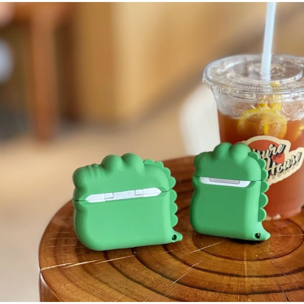 IC Kompatibel med AirPods-etui med sødt blødt silikone Sjovt 3D Tegneserie Design-etui med nøglering Stødsikker