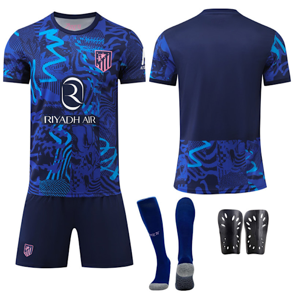 Atletico Madrid 2 bortatröja mörkblå La Liga fotbollsuniform Nr. 7 Griezmann 19 Alvarez Size 7 with socks #20