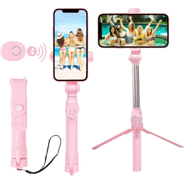 IC Bluetooth Selfie Stick-stativ med trådlös fjärrkontroll, kompatibel