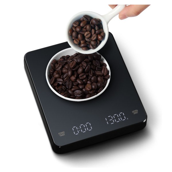 IC Kaffevekt med timer, 0,1 g/3 kg USB, oppladbar digitalvekt