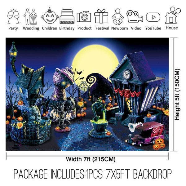 IC 84x60 tuuman kauhu ennen joulua Halloween-tausta