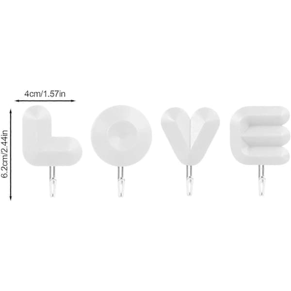 Decorative Wall Hooks | Love Letter Hook | Cute Wall Mounted Hooks | 4 Decorative Towel Hooks (FMY)