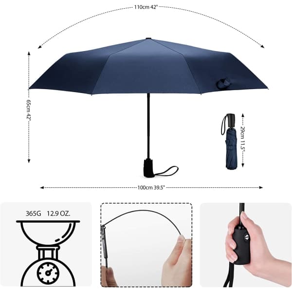 IC Paraply - sammenklappelig paraply - åbner og lukker automatisk - Navyblue