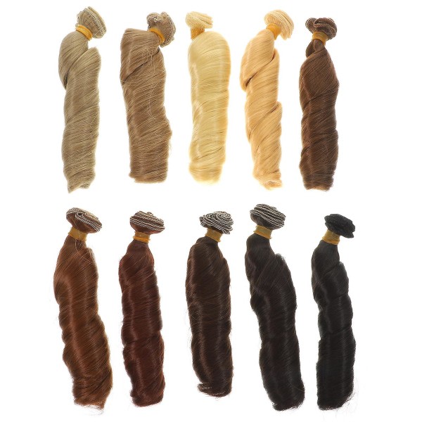 10 st Doll Hair Wefts Docka Lockigt hår Docka Hårförlängningar Doll Making Arts Supplies（100x15cm，Asorted Color） IC