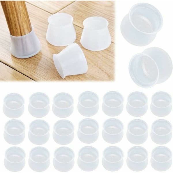 24-pack silikonstolsbensskydd, halkfria möbelfotsskydd för bord och stolar, transparenta, passar 28-45 mm
