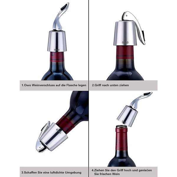 Vinproppar för öppna vinflaskor, vinflaskstopp i rostfritt stål, återanvändbar cap