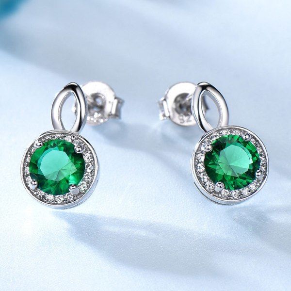 IC par S925 Sterling Silver korvakorut naisille värikkäillä keinotekoisilla jalokivillä Stud korvakorut 925 Silver pinkki