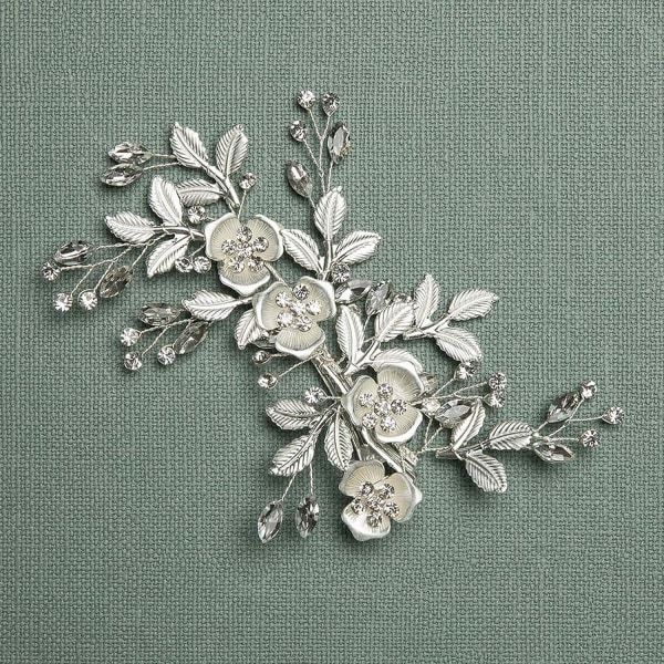 IC Lyserød Rose Bryllupshårklemme Strass Brudkam Barrette