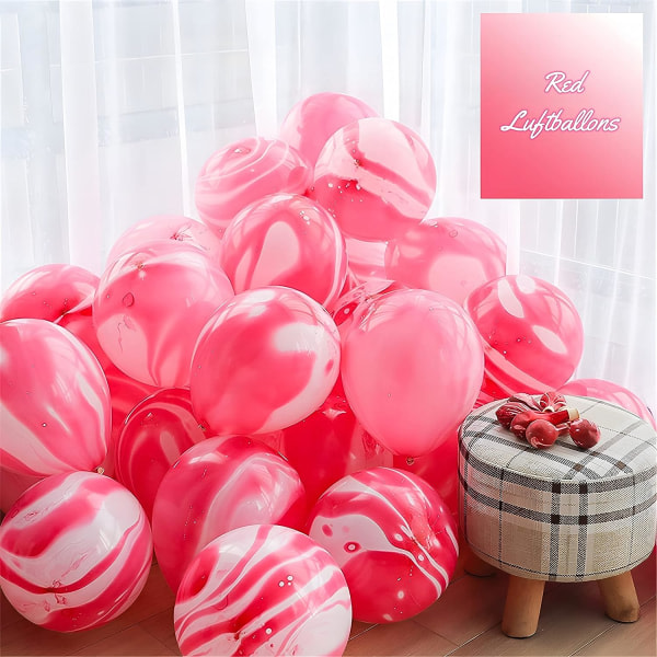 IC Röda Tie Dye Ballonger 30 STK 12 Inch Agat Marmor Latex Swirl Ballonger För Tie Dye Födelsedagsfest Tillbehör, Candyland