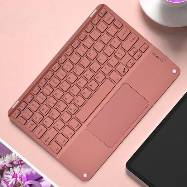 Bluetooth-tangentbord, uppladdningsbart trådlöst med magnetisk pekplatta för PC, iPad och Mac, orangerött