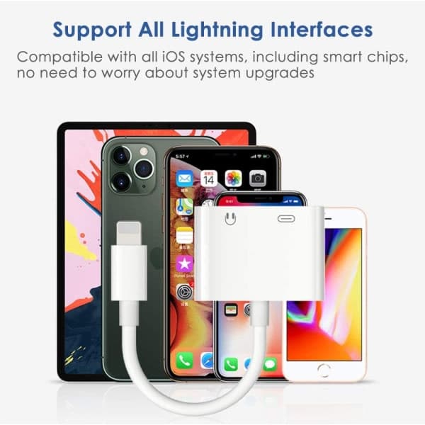 Apple 8 kaksoisadapteri lightning plus 3,5 mm:n siirtokaapeli lataus