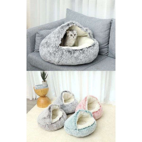 IC Fluffig plysch husdjursbädd, mjukt självvärmande husdjursbo, 40cm
