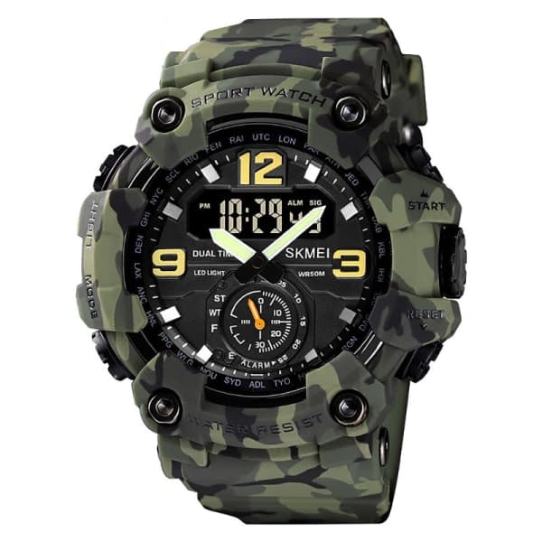 Stor armbandsur herrklockor analog digital klocka 5 ATM vattentät armbandsur