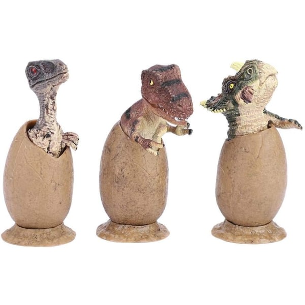3 st Dinosaurieäggfigurer med bas, Dinosaurieägg Halv