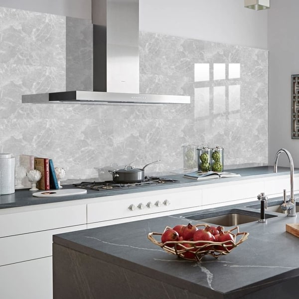 12 x 6 tums 16-pack marmor kakel klistermärken för badrum kök PVC