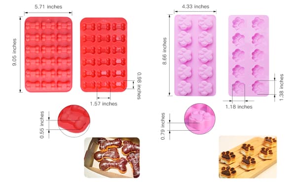 Silikonformar, Choklad, Godis, Gelé, Isbitar, Hundgodis