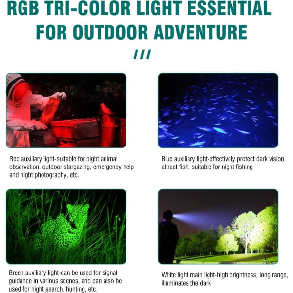 IC Genopladelig LED Pandelampe Rød Hvid Blå Grøn