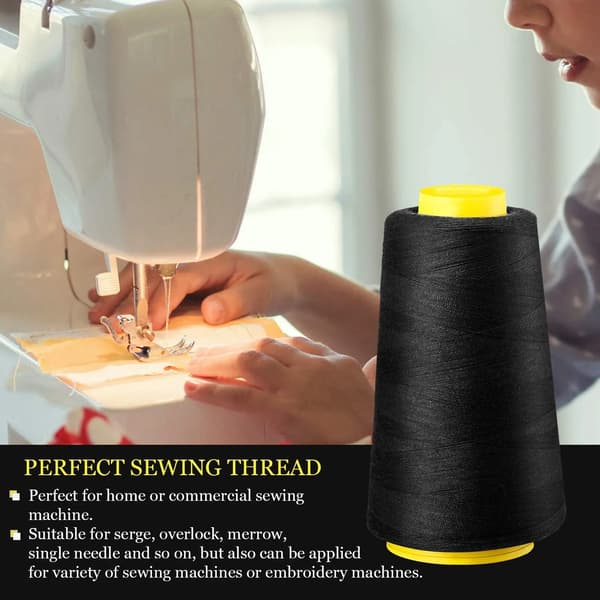 6 ruller polyester sergertrådskoner 3000 yards hver til syning Overlock quiltningsmaskiner Sort Hvid Beige Grå Mørk Kaffe