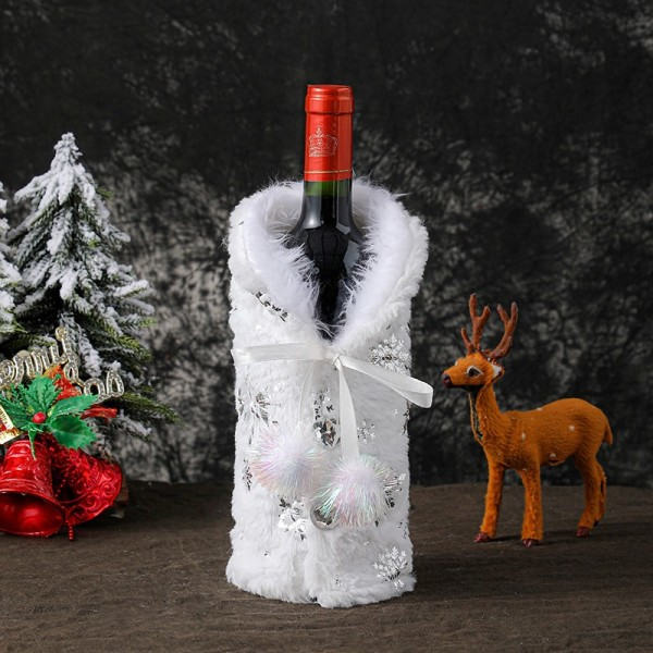 2 stk Jul rødvin flaskedeksel Veske Plysj stoff Julenissen Champagne deksel Juledekorasjoner for hjemmet
