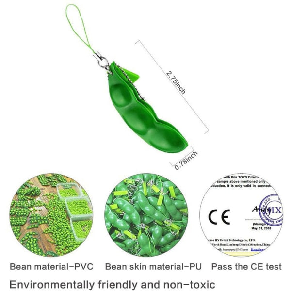 3 st Stressbollar, Pressade Edamame Nyckelringar IC