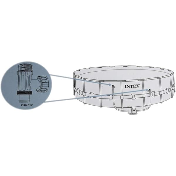 Intex 2-pakning overjordisk stempelventil med pakning og mutter, stor bassengstempelventilmontering