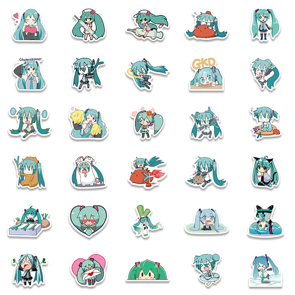 65 st Tecknade Hatsune Miku Graffiti Stickers Gitarr Resväska La