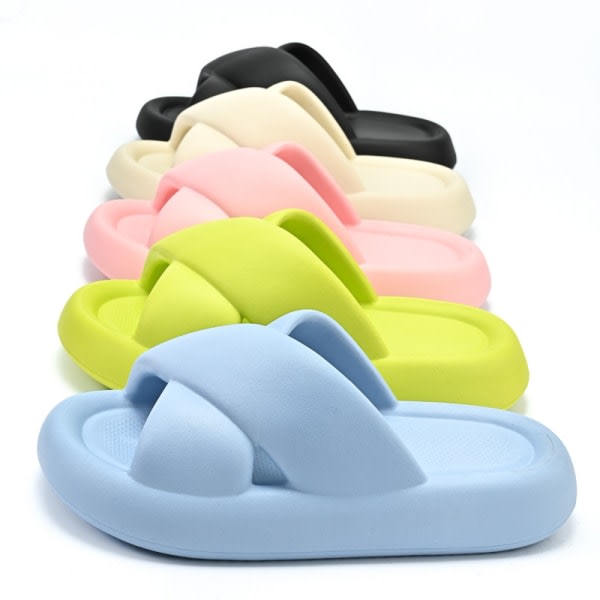 IC Sommarmode Dam Beach EVA Candy Color Cross Straps Flade Slides Sandaler Comfort Tofflor for kvinder