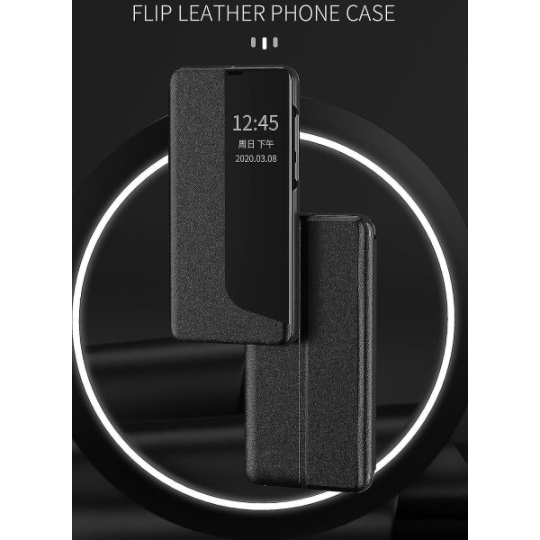 För Huawei P30 Side Display Flip Case Orange