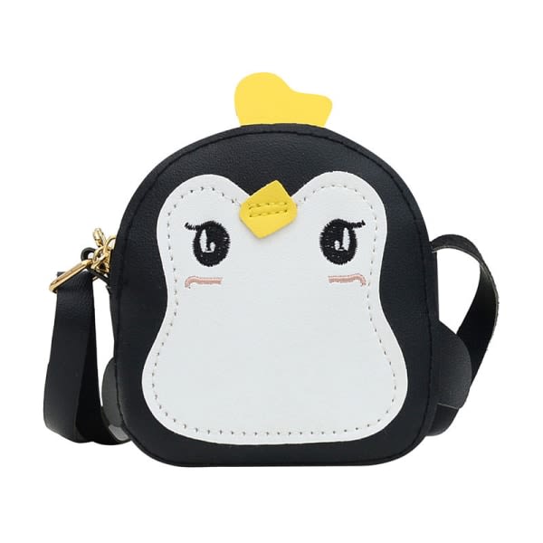 IC Axelväskor för tjejer Tecknad Penguin myntväska och Zipper Childre Svart