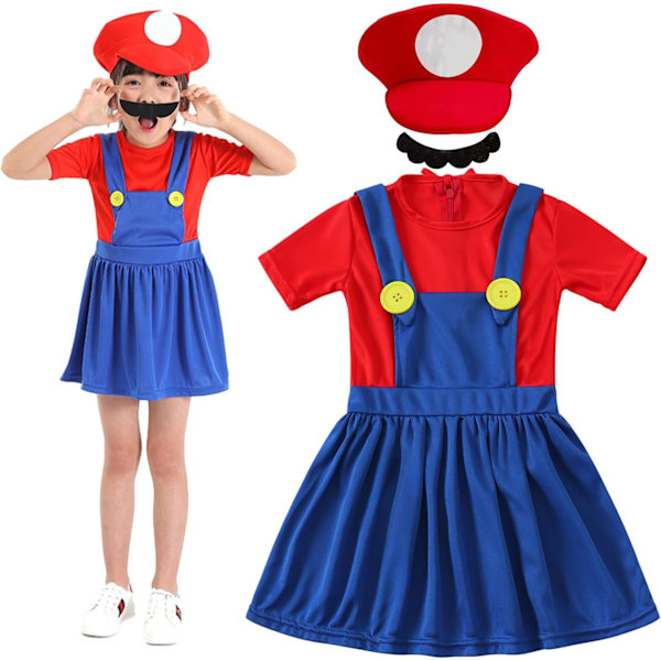 Luigi-dräktset, Luigi-dräkt, Bros, Maskeraddräkt, Kvinnor, Män, Outfit för jul, karneval, maskerad Baby girls red L
