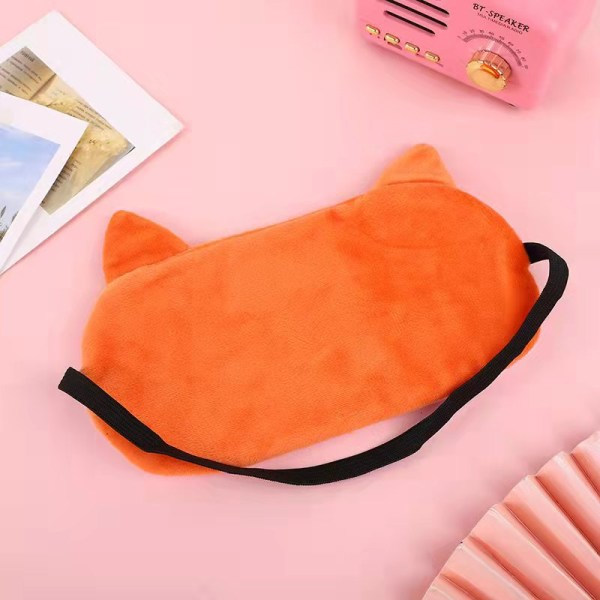 Ögonmask för sömn med söt räv i orange - 3D mjuk fluffig tecknad ögonmask för sömn, resor och andning - Barn och vuxna