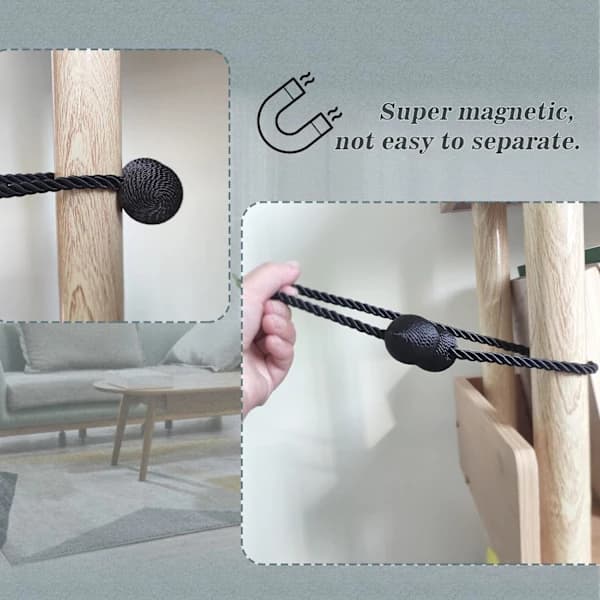 2-pack Black Magnetic Curtain Tiebacks, Decorative Holders for Thick/Thin Curtains Black Black