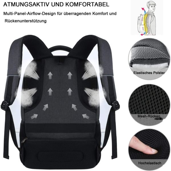 IC Ryggsäckar för bärbar dator med USB-laddningsportar Skolryggsäckar för tonåringar med laptopfack och stöldskyddsficka