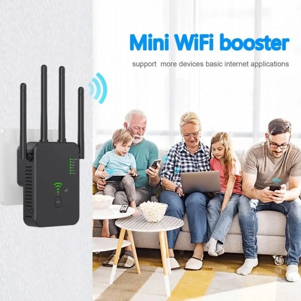 1200Mbps Trådlös WiFi Repeater WIFI Range Extender WiFi Signal Booster 5G 2.4G Dual-band Nätverksförstärkare WiFi Router 2.4G 300Mbps Vit EU-kontakt