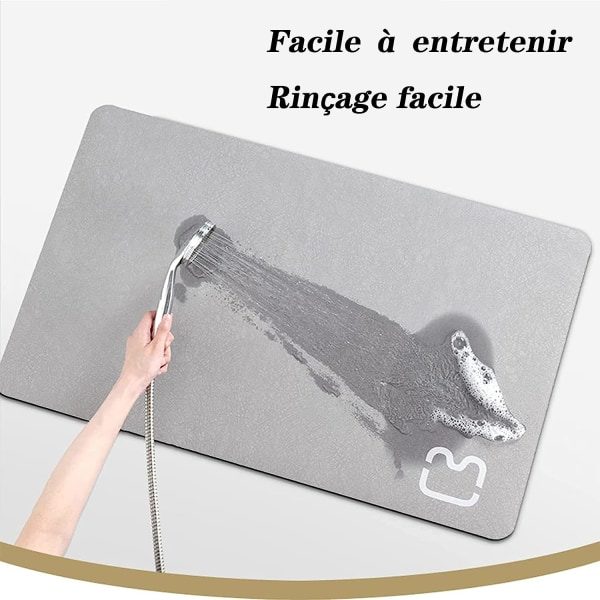 IC Superabsorberande halkfri badmatta Diatomit Mikrofiber Badrumsmatta Badrumsmatta Duschmatta Mjuk Snabbtorkande (grå, 50 * 80)