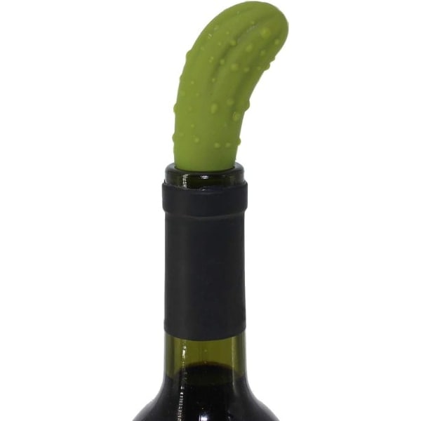 2 x Vin Silikon Flaskpropper Korker i Gurkform (Grønn)