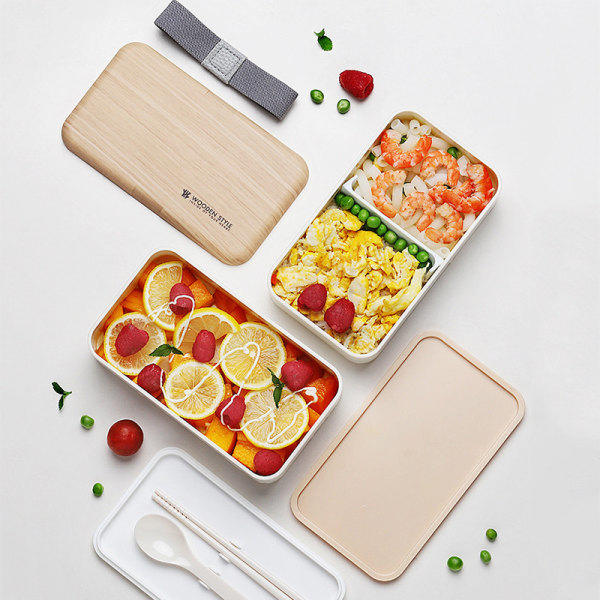IC Lunchlåda Bento Box Snack Divider Lunchlåda med sked (vit)