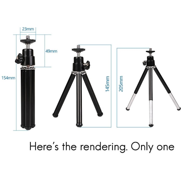 Mini Bærbart Letvægts Justerbart Aluminium Legering Tripod til Kamera Projektor Sort