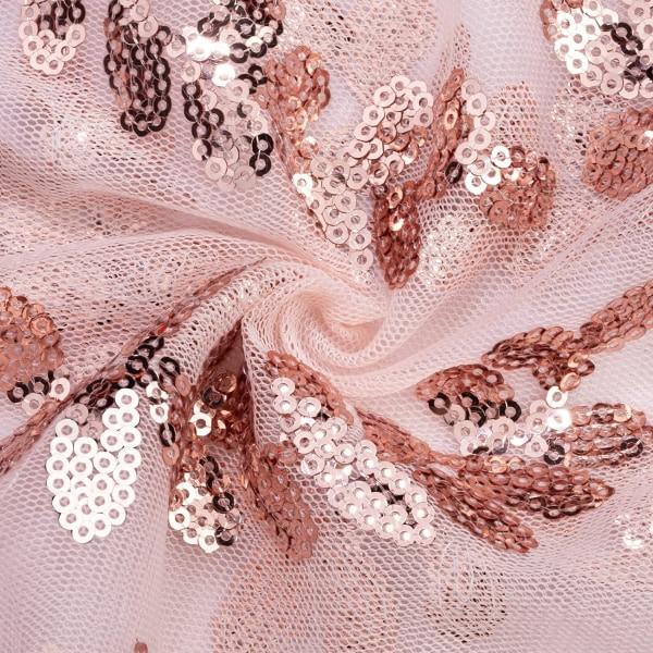 Pöytäjuoksu paljeteilla, roségullinen lehtimalli, pöytälippu, koriste