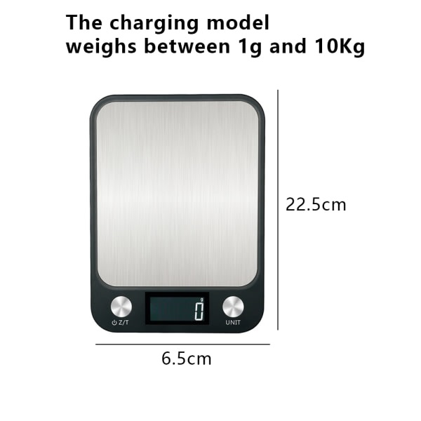 IC Digitaalinen keittiövaaka LCD-näytöllä, ruoanlaittoon, USB-lataus 10kg/1g