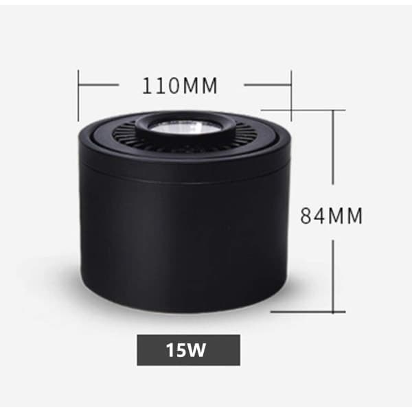 IC 15W sort loftslampe 1 LED spotlights Justerbar loft