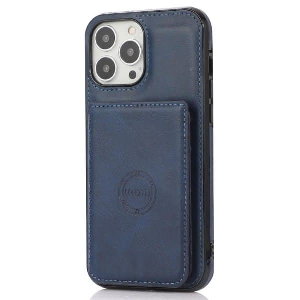 iPhone 13 Pro Max - Leather Coated Case with Card Slots - Blue