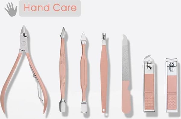 18-dele manicure sæt i rustfrit stål – pedicure, saks, negleklippere, rejsetaske