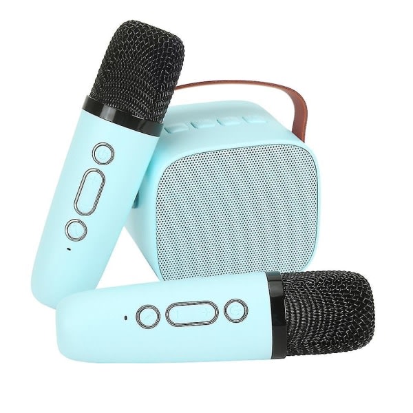 Karaokemaskin for barn med 2 trådløse mikrofoner, bærebar karaokemaskin med Bluetooth for barn, voksne, röstforandrande effekter og led-lys