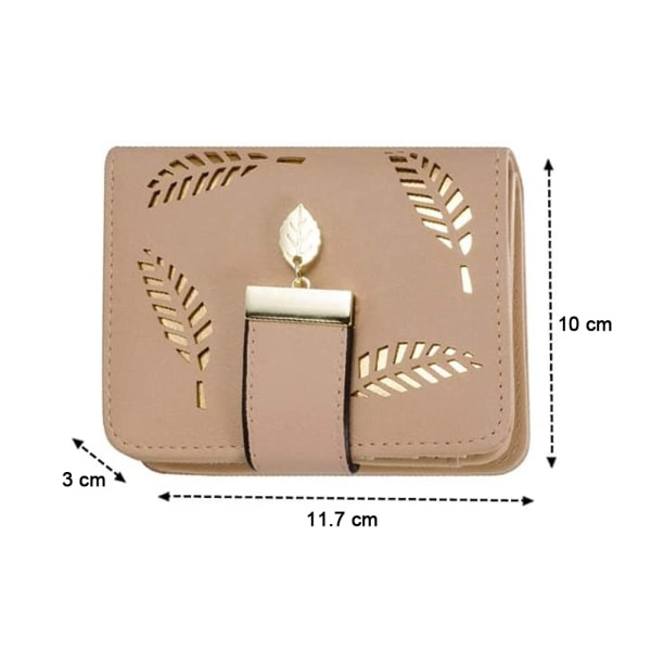Damplånbok i läder, liten bifold-plånbok handväska med khaki
