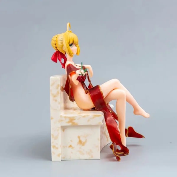 IC 18cm Sexig Saber Anime Fate/Stay Night Figur Röd Morgonrock Sitti Red One Size