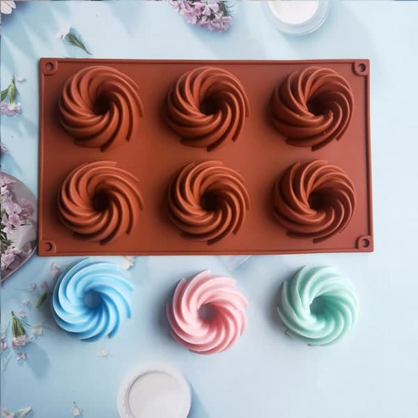 IC 6-hullers spiral silikoneform chokolademousse budding dessert